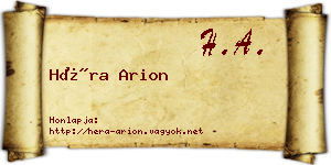 Héra Arion névjegykártya